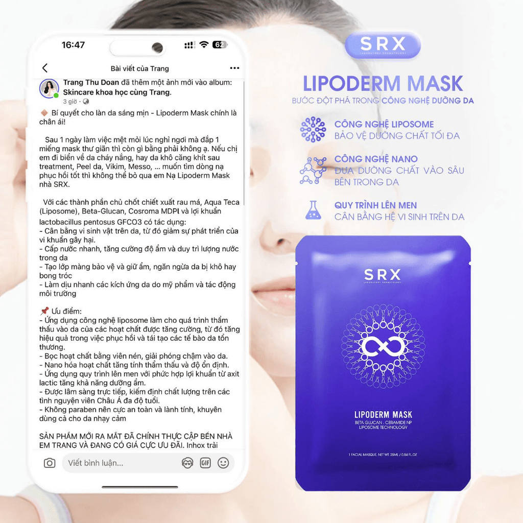 Mặt Nạ Tế Bào Gốc, Phục Hồi, Dưỡng Ẩm, Chống Lão Hóa - SRX Lipoderm Mask 20g | BigBuy360 - bigbuy360.vn