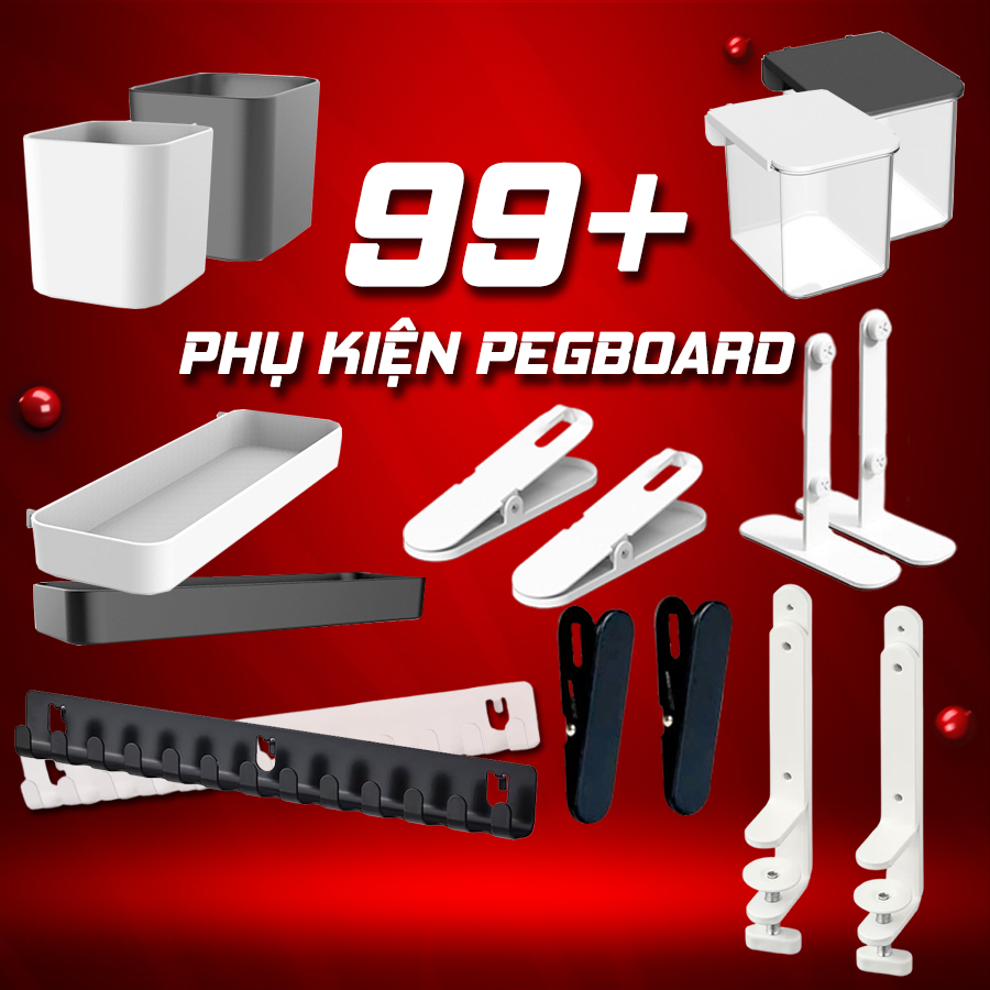 Phụ Kiện Pegboard Để Kẹp Bàn, Bảng lỗ, Móc Treo, Khay, Giá Đỡ, Giỏ Đựng Đồ Đa Năng - Đầy Đủ, Cập Nhật Liên Tục