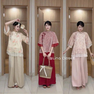 (Kèm quần) Set Bộ Cách Tân Voan Hoa Nhí CÁT TƯỜNG mặc đi Tết, đi chùa