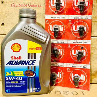  Nhớt Xe Tay Ga Shell Advance Ultra Scooter 5W-40 800ML Tặng Ốc Nhớt Nam Châm Mũ 12 Cho Xe Tay Ga 