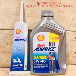  Combo Nhớt Xe Tay Ga Shell Advance Ultra Scooter 5W-40 + Nhớt Lap Scooter Gear Oil 80W-90 120ML 