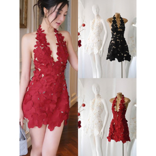 [MMUSE STORE] - VIDEO Đầm yếm dáng ôm body kết hoa hai mặt cá tính nổi bật