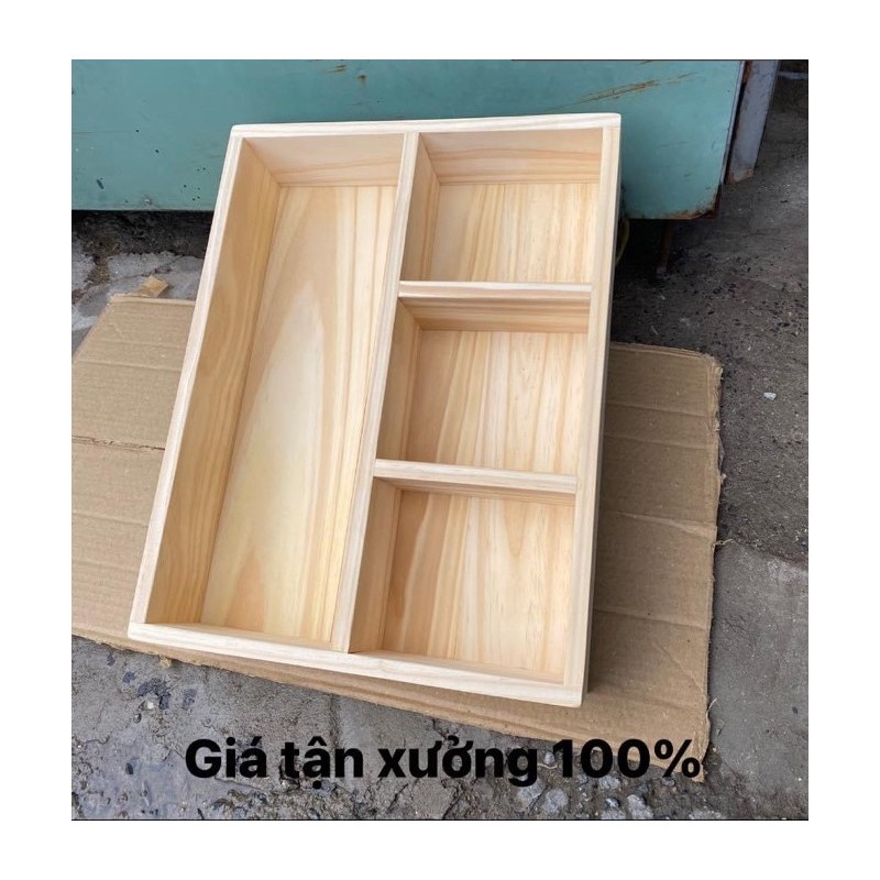 hộp gỗng thông 4 ngăn đựng đồ dùng , đựng hạt , đựng đồ cá nhân 30x40x10