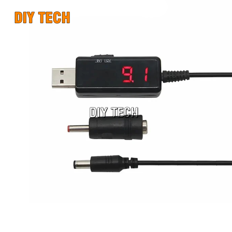 Dây Cáp USB chuyển điện áp 5V sang 9V / 12V hiển thị led