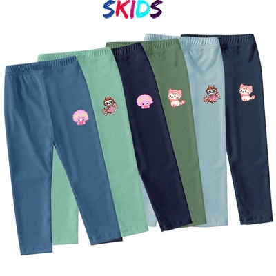 Quần dài legging cho bé gái SKIDS quần thu đông cho trẻ em chất cotton tăm dày dặn mền mịn