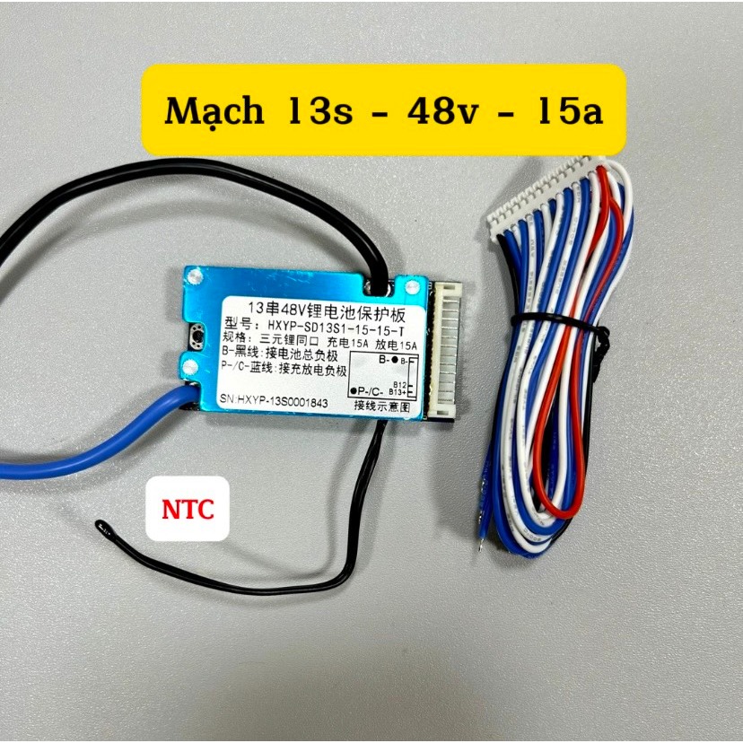 Mạch 13S-14s  48V 15A-20a  sạc và bảo vệ pin Li-ion 3.7V, 13s-14s cell nối tiếp