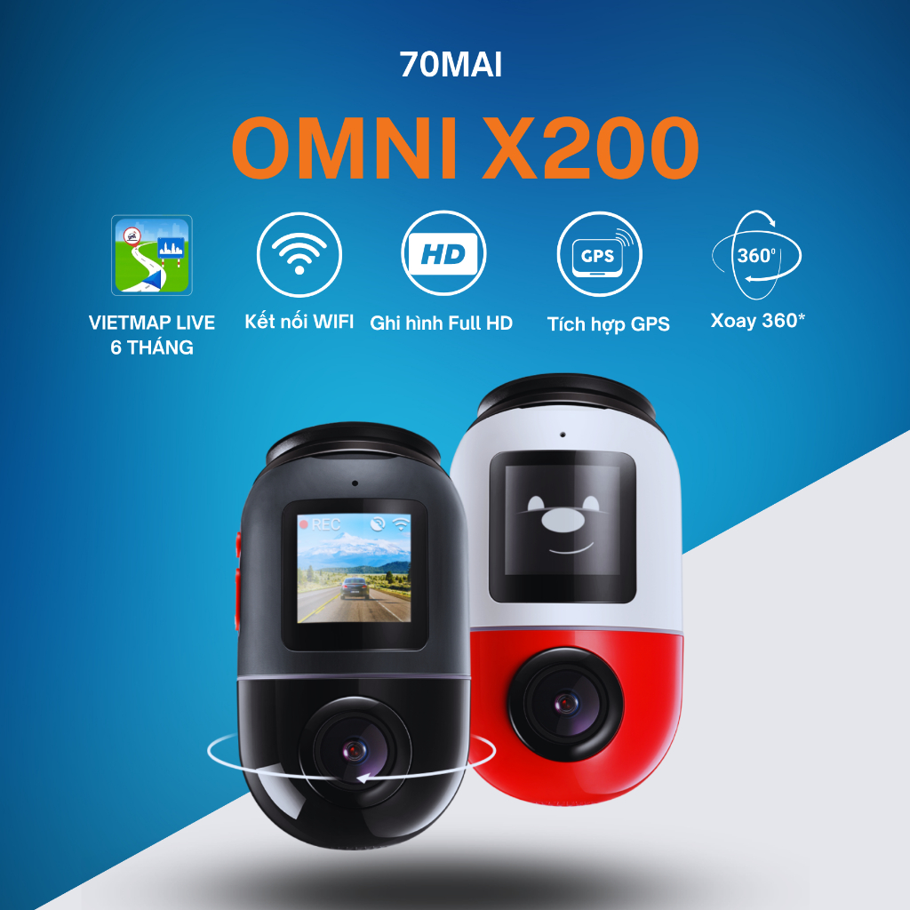 Camera hành trình 70mai Omni X200 [VIETMAP LIVE] - Giám sát từ xa, quay 360