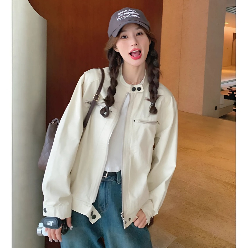 Áo khoác kaki dáng ngắn ,áo khoác jacket 2 lớp cao cấp cổ tròn Ciberti | BigBuy360 - bigbuy360.vn