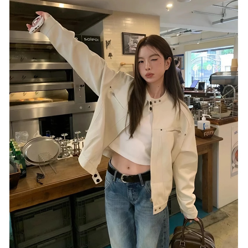 Áo khoác kaki dáng ngắn ,áo khoác jacket 2 lớp cao cấp cổ tròn Ciberti | BigBuy360 - bigbuy360.vn