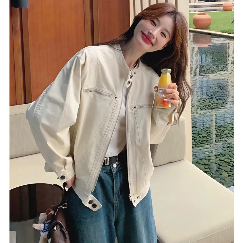 Áo khoác kaki dáng ngắn ,áo khoác jacket 2 lớp cao cấp cổ tròn Ciberti | BigBuy360 - bigbuy360.vn