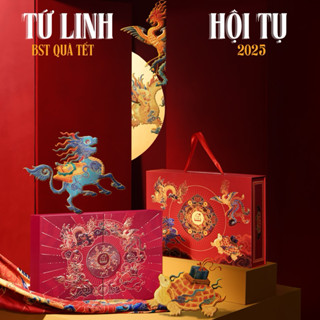 Set Quà Tặng Tết Tứ Linh Hội Tụ PREMIUM NANA FARM - Bộ Sưu Tết 2025 - Gói lụa và túi giấy