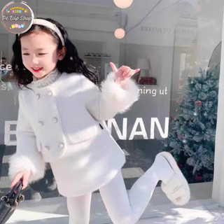  Sét váy dạ bé gái thu đông lông thỏ bên trong lót nỉ bông ấm chân váy có quần trong  15-35kg  