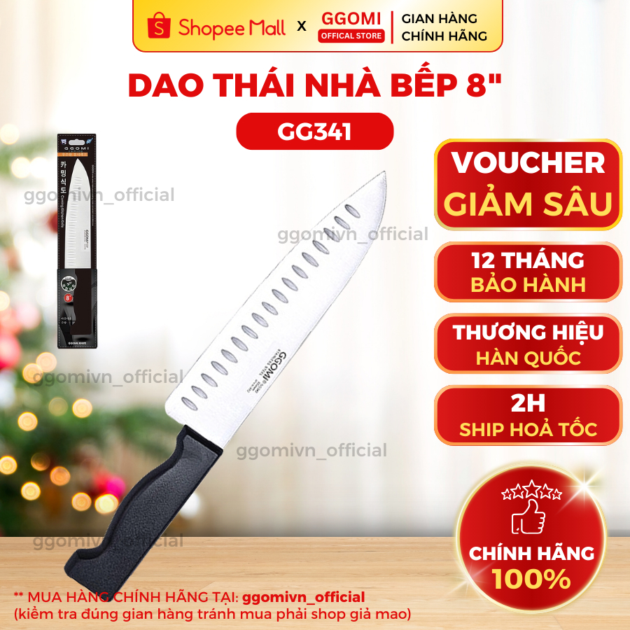 Dao nhà bếp cỡ trung dài 32cm, bằng thép không gỉ GGOMI Hàn Quốc GG341