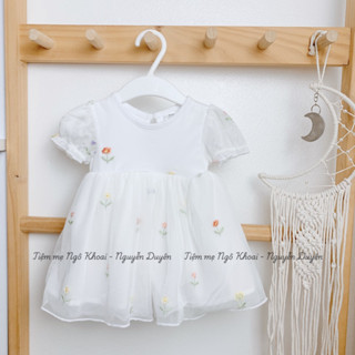 [MD169]❤️H&M❤️ Body váy trắng ren hoa thêu xuất xịn cho bé