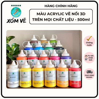 [XÓM VẼ] Màu acrylic chống thấm nước, bám dính trên mọi chất liệu, bình vòi 500ml Maries