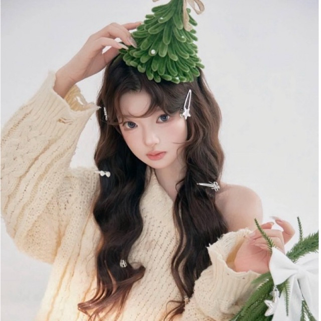 Cài Tóc Cây Thông Kẽm Nhung hanmade, Bờm Cây Thông Noel, Phụ kiện cài tóc xinh