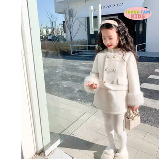   15-35kg  Sét váy dạ bé gái phối tay lông thỏ Baby dễ thương chân váy có quần lót trong  Ảnh thật  