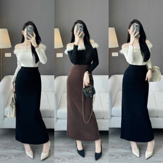  Chân váy len thỏ dáng dài dày dặn 90cm 003 