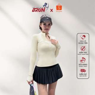 [Áo] MIXER Dài Tay - ÁO Thể Thao Khóa Lửng Dài Tay, Chất Thun Lạnh Cao Cấp. Pickleball, Tennis. BRUN