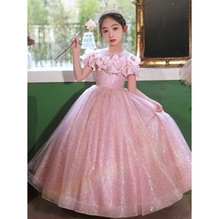  đầm công chúa bé gái  váy bé gái   váy công chúa hồng dài kim xa lấp lánh 8-47kg  mã 048  