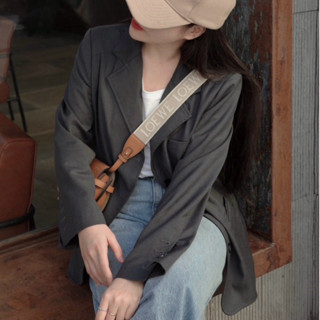 [HÀNG CÓ SẴN] Áo blazer màu GHI XÁM có độn vai phong cách Hàn Quốc COMMON BLAZER chất không nhăn