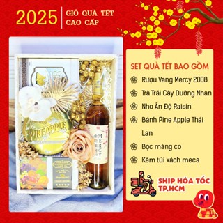 [HOẢ TỐC HCM] Set Hộp Quà Tết 2025 Tấn An Khang Khay Gỗ Sang Trọng Để Biếu Tặng Dịp Năm Mới Tone Trắng Nâu Đồng 4 Món