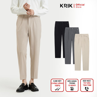 Quần Âu Nam KRIK Form Carrot Chất Liệu Polyester Cao Cấp Mềm Mại Thoáng Khí Co Giãn Tốt QA7095