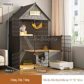  Chuồng mèo biệt thự mèo 2-3 tầng – Thiết kế có mái tích hợp ngăn kéo vệ sinh khử mùi tiện lợi - CM23 - H2 Store 