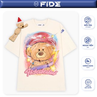  Áo thun JoyBear FIDE TEEDY phông cotton unisex nam nữ Form rộng cổ tròn áo đính gấu - AT123  TẶNG KÈM GẤU  