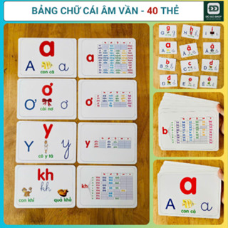 Flashcard Bảng Chữ Cái Âm Vần Âm Ghép 40 Thẻ Tiếng Việt Thẻ Học Thông Minh Chuẩn Glenn Doman Cho Bé Từ 0-6 Tuổi DODOSHOP