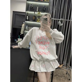 Sét váy áo sweater chân váy nơ xoè nỉ tàu l1