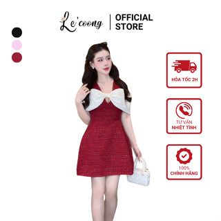  Váy Đẹp Trễ Vai Dáng Ngắn LECOONG V687  Đầm Đi Tiệc Sang Chảnh Màu Hồng Đen Đỏ 