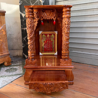 [BÁN CHẠY QUANH NĂM] Bàn thờ thần tài ông địa gỗ xoan đào trụ cột rồng 42cm 48cm 56cm 60cm màu nâu màu vàng đẹp rẻ dày