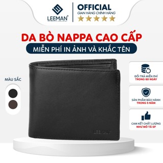   Có Khắc Tên  Ví Nam Da Bò Nappa LEEMAN V126 Chất Liệu Da Thật Thiết Kế Có Khóa Kéo Kèm Hộp Làm Quà Tặng 