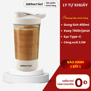 (Tặng Ly Thủy Tinh) Ly Tự Khuấy Sữa Cà Phê Cầm Tay Mini Jubilee Mart, Ly Khuấy Thông Minh 400ML