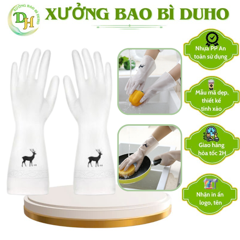 [Giá Xưởng] Găng Tay Cao Su Siêu Dai Bao Tay Rửa Chén Dọn Bếp Dọn Dẹp Làm Vườn Hình Con Hươu#