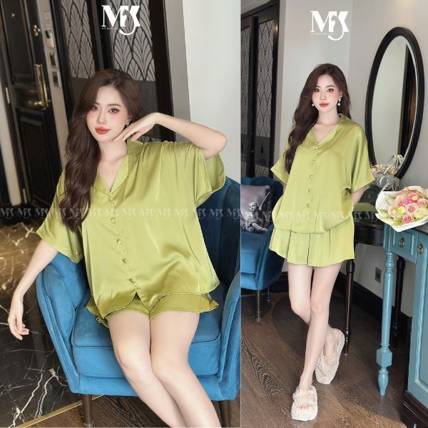Đồ Ngủ Pijama Bigsize,dơi đùi Đồ Ngủ Bigsize lụa Latin cao cấp mềm mại xinh xắn < 80KG | BigBuy360 - bigbuy360.vn