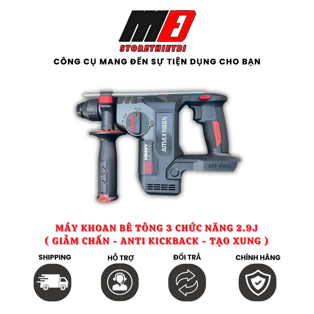 Máy Khoan Đục Bê Tông 3 Chức Năng 2.9J Amaxtools (Chân pin phổ thông) A3CN28SM