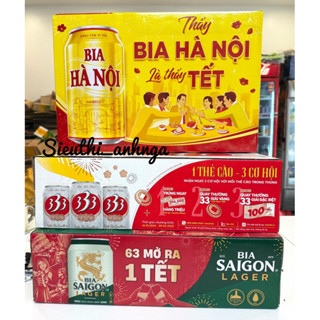 Thùng 24 lon Bia Hà Nội / Bia 333 / Bia Sài Gòn - HABECO (330ml/lon)