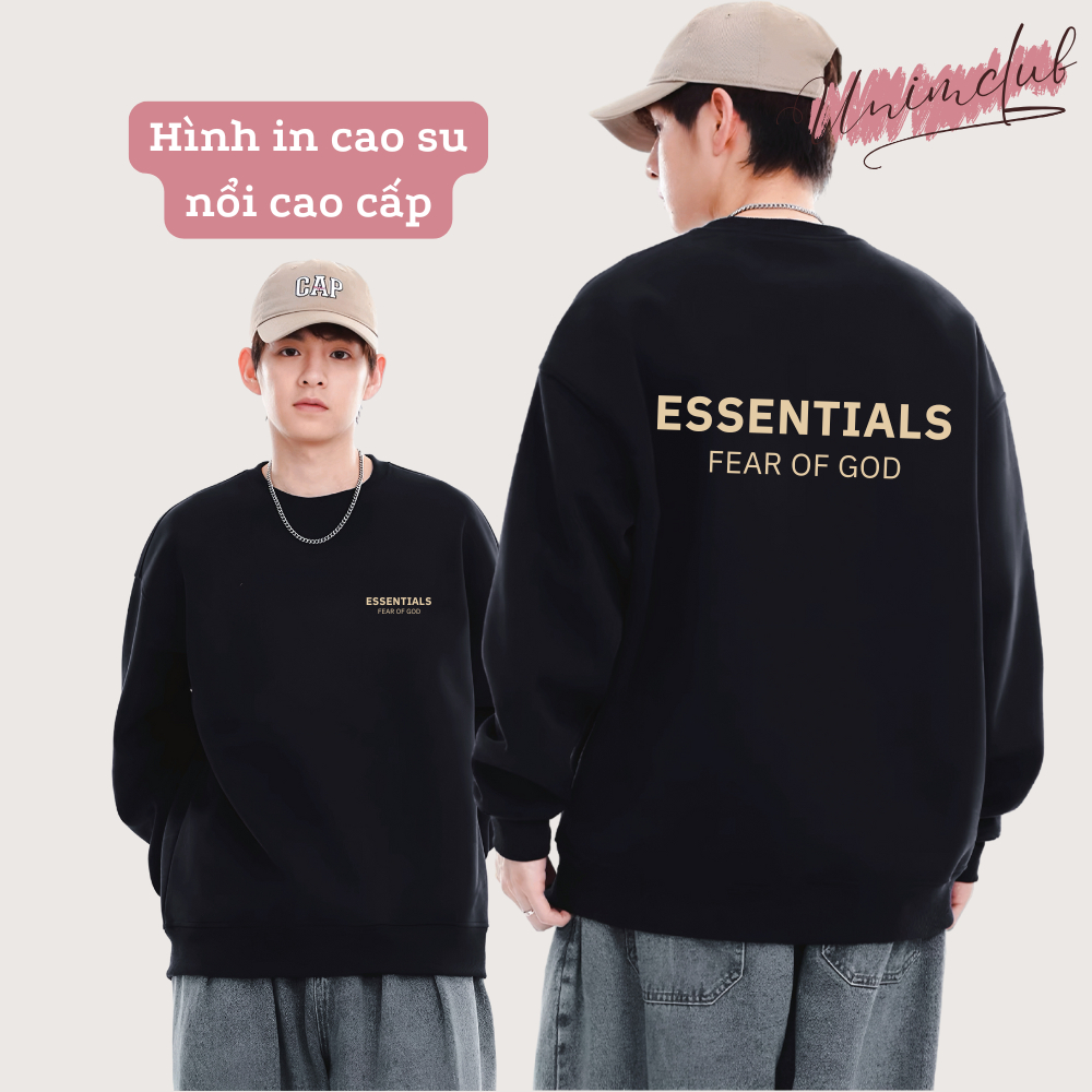   In Cao Su Nổi  Áo Sweater Essentials 1977 In Nổi Cao Su Form Unisex Vải Nỉ Chân Cua CVC Cao Cấp UnimClub - SW23 