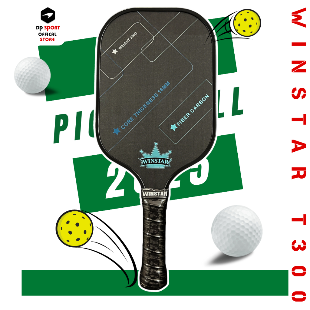 Vợt Pickleball Winstar T300 PANTHER Chất Liệu Carbon T300 Và Sợi Thủy Tinh GRAPHITE Phiên Bản Cải Ti