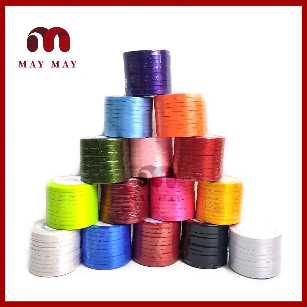 1 lốc ruy băng lụa bản 6mm ( 5li) ( đủ màu ) - Ruy băng lụa