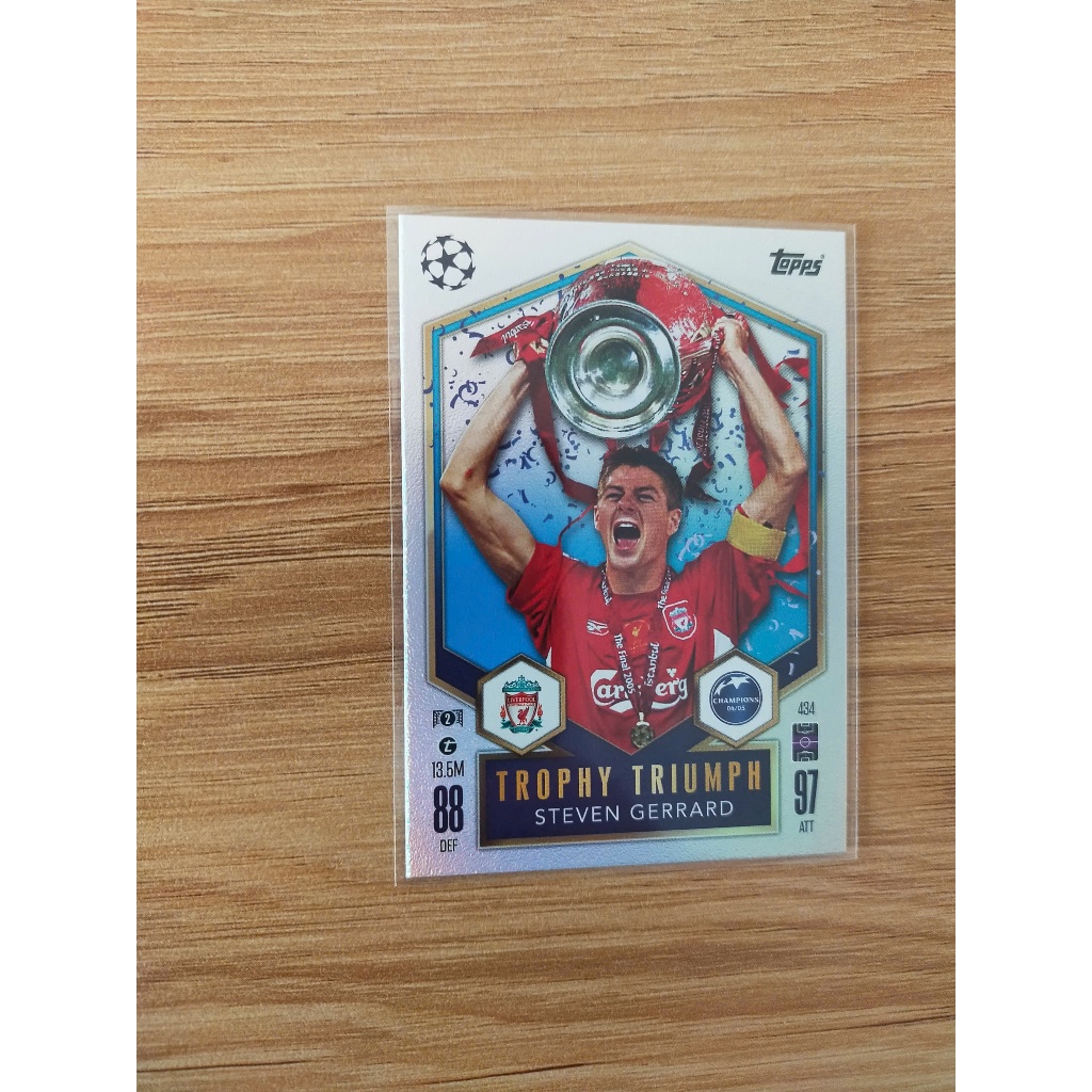 Thẻ Bóng Đá Topps Match Attax 24/25 24 25 2025 Steven Gerrard - G8 - Liverpool - TROPHY TRIUMPH - Le