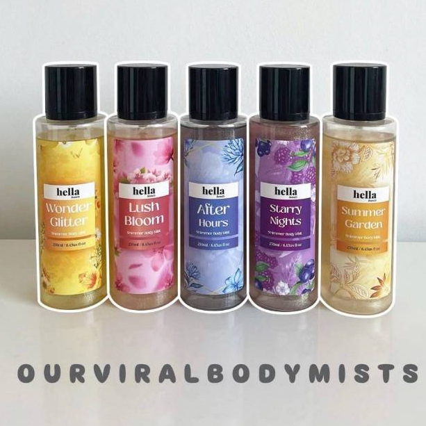Xịt Thơm Body Mist Ánh Nhũ Lấp Lánh Hương Nước Hoa Hella Beauty 250ml