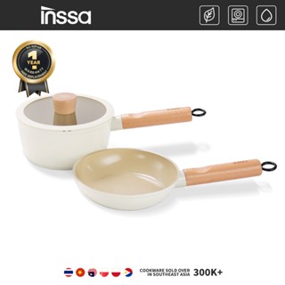INSSA Bộ nồi chảo chống dính sứ 18cm GUOJ021-22 - Bảo Hành 1 Năm