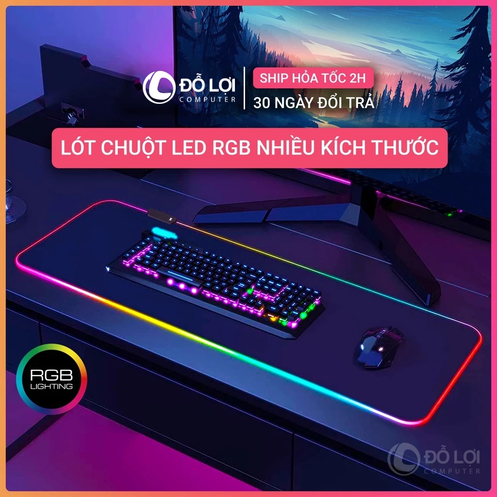 Pad Chuột LED RGB, Miếng Lót Chuột Deskpad Viền Sáng Cỡ Lớn | Size 80x30 - 35x30 | DLC