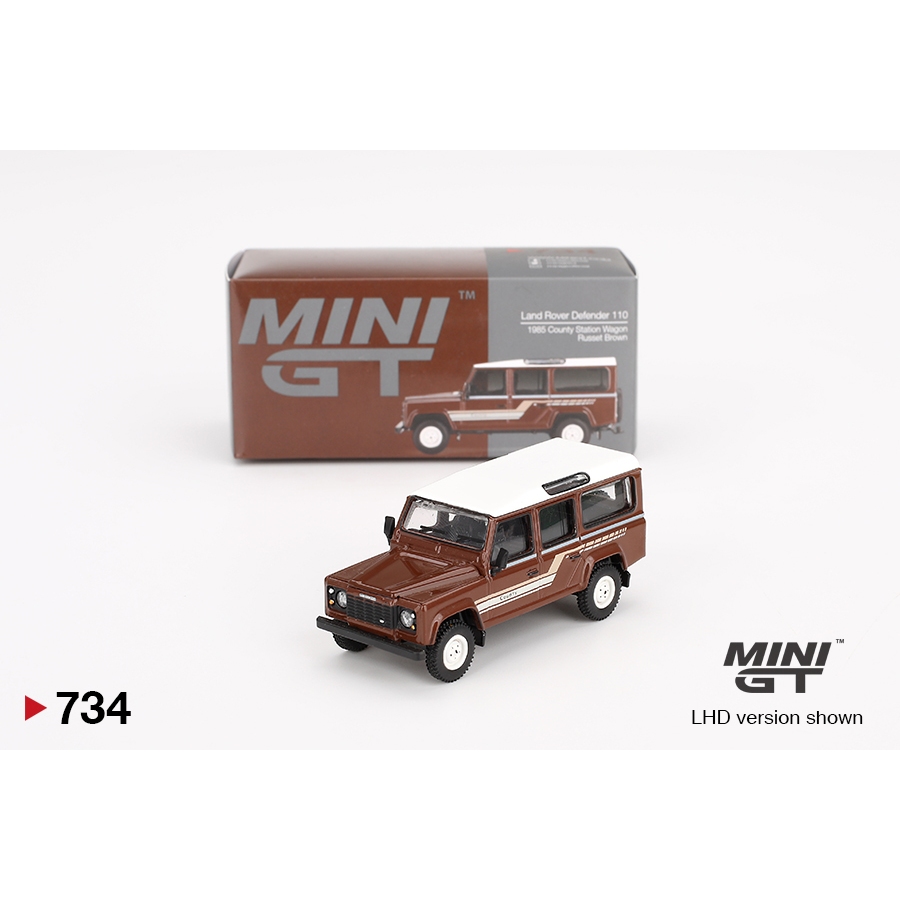 Mô hình ô tô Land Rover Defender 110 1985 County Station Wagon Russet Brown 1/64 MiniGT MGT00734
