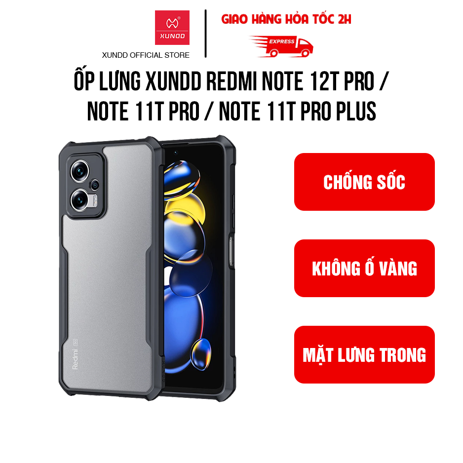 Ốp lưng XUNDD Redmi Note 12T Pro/ Note 11T Pro/ Note 11T Pro Plus - Viền TPU, Chống sốc