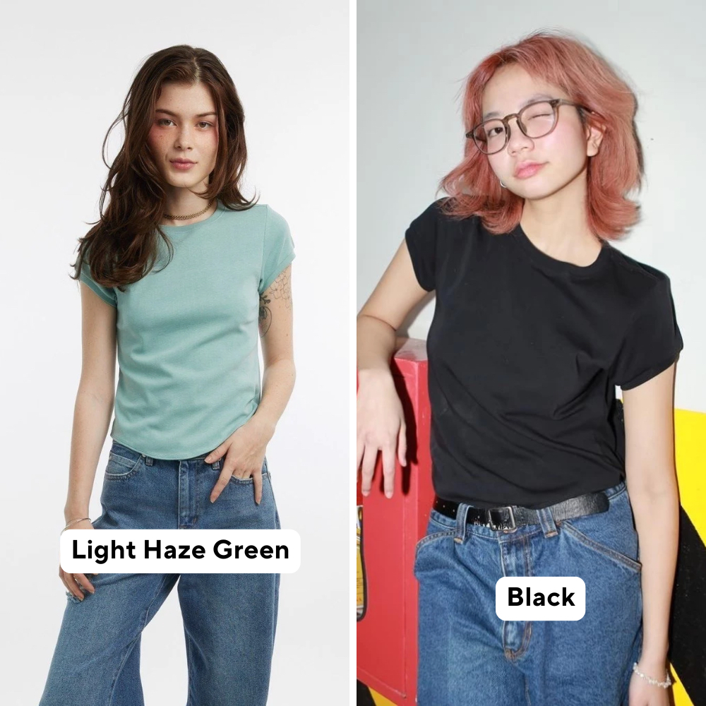 TheBlueTshirt - Áo thun tay ngắn phom ôm vừa vặn, kiểu vạt bầu nữ - 1990s Tshirt | BigBuy360 - bigbuy360.vn