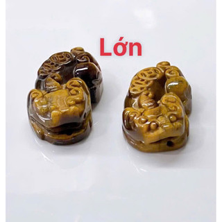 Mặt tỳ hưu đá mắt hổ phong thủy làm mặt hoặc vòng tay 3,3cm, 2,7cm Mã 01